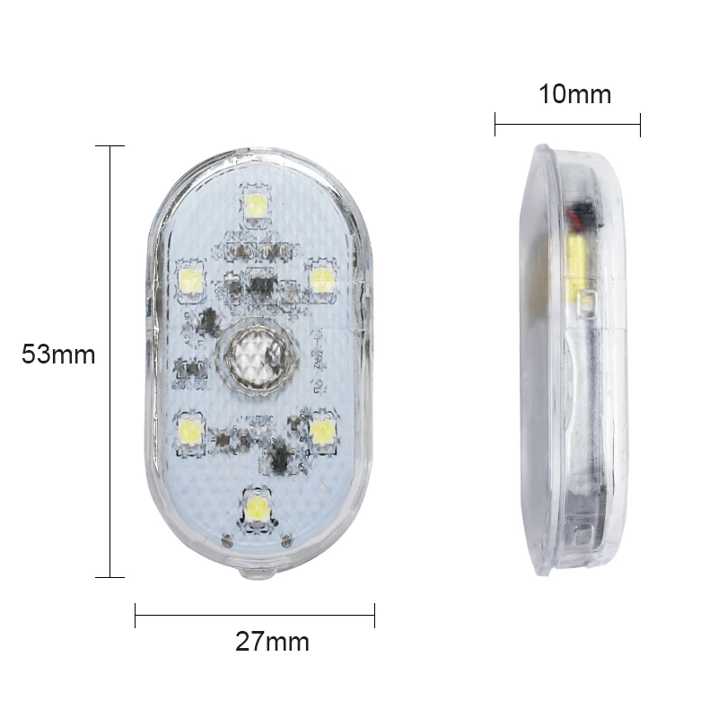 1 pçs sensor de toque led 6 led luz ambiente interior do carro lâmpada leitura teto sem fio usb recarregável atmosfera luz