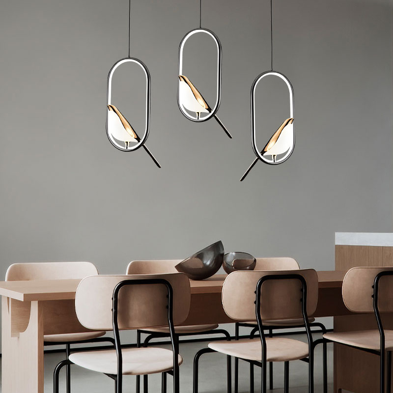 Lámparas colgantes con cable LED de pájaro Urraca AC85-265V luces de araña LED para interiores para mesita de noche dormitorio luces colgantes de plata negras para interiores