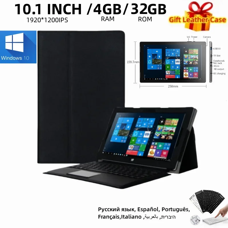 2025 NEUES EZPAD 2INA 10,1" Tablet 64Bit Windows 10 Intel Z8350 4 GB DDR RAM + 32 GB ROM mit Tastatur HDMI 1*USB3.0 6500 mAh