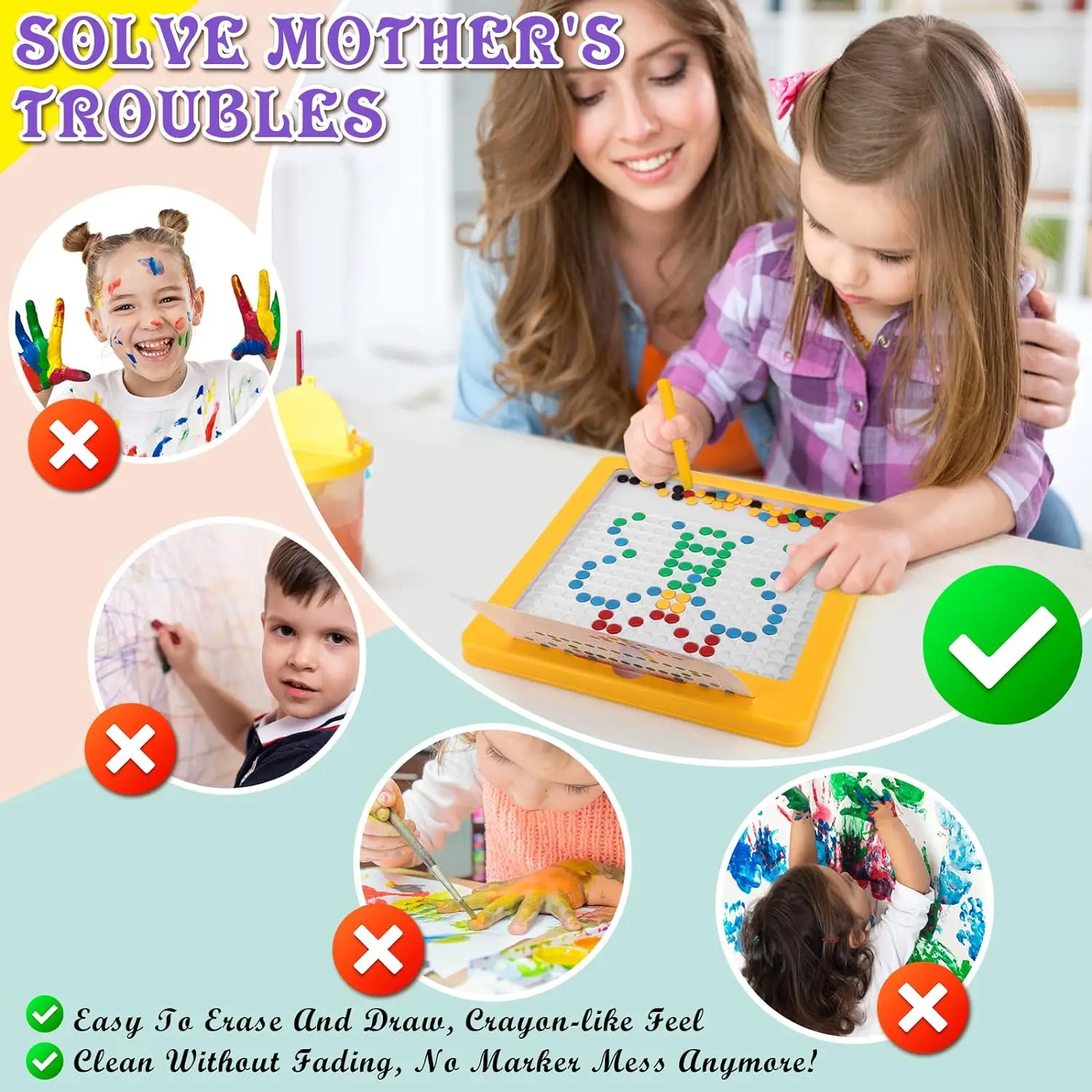 Magnetisches Zeichenbrett für Kleinkinder, Magnetperlen und Stift, Zeichenbrett, Montessori, pädagogisches sensorisches Reisespielzeug