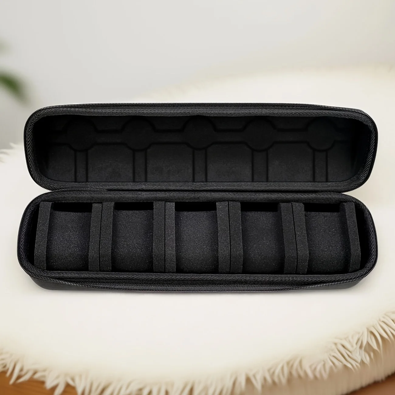 1 ชิ้น 5 ช่องนาฬิกากรณี |   Hard Shell Travel Organizer พร้อมหมอน - Gift Ready (สีดํา) เหมาะสําหรับจัดเก็บนาฬิกาอัจฉริยะ
