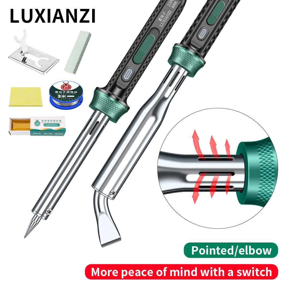 LUXIANIZI 80/300 Вт мощный электрический паяльник, индикатор, быстрый нагрев, регулируемая температура, интеллектуальный сварочный инструмент