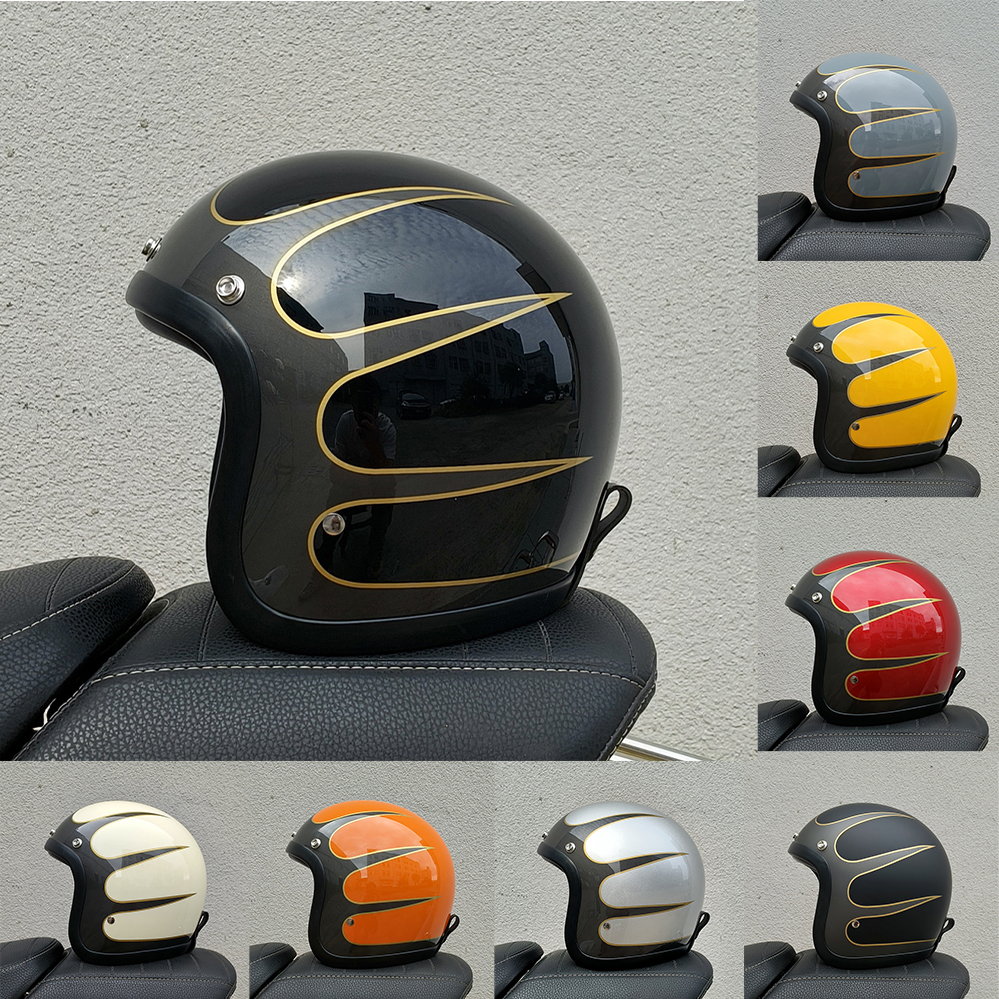TT & COCASCOS fibra de vidrio ligero Retro Estilo Vintage 3/4 cara abierta motocicleta Scooter ciclomotor ATV casco DOT ECE aprobado Kask