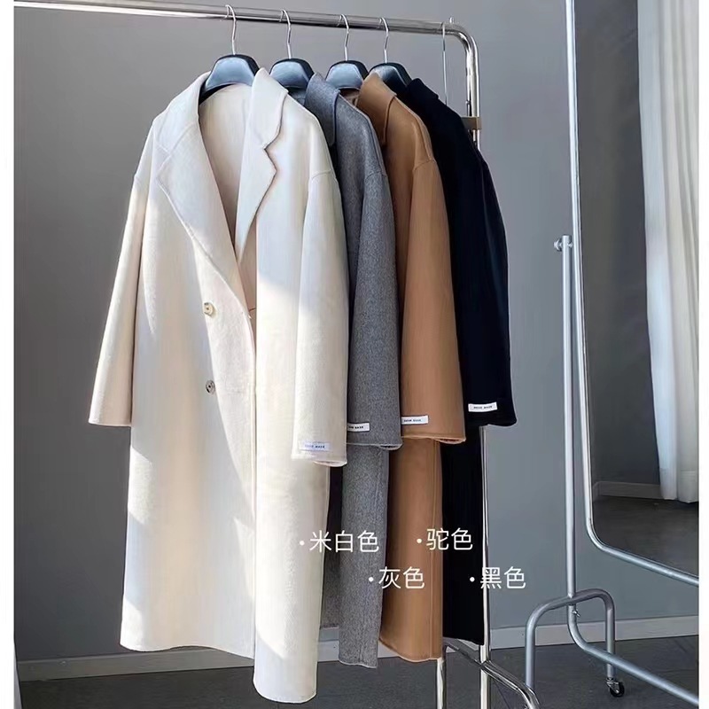2023 herbst Frauen Zweireiher Woolen Mantel Mode Lose Stil Frauen Winter Kleidung Lange Mäntel Tops Neue