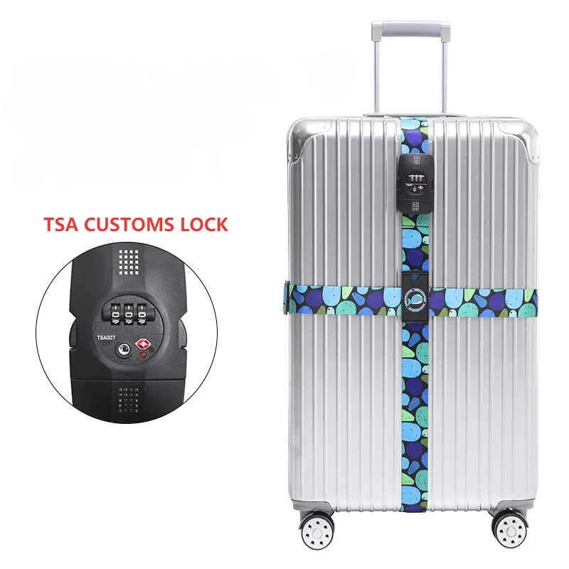 Correas de equipaje con cerradura de combinación TSA, cinturones de embalaje ajustables, correas de encuadernación de bloqueo de aduanas para maleta de 20-32 pulgadas, viajes al extranjero