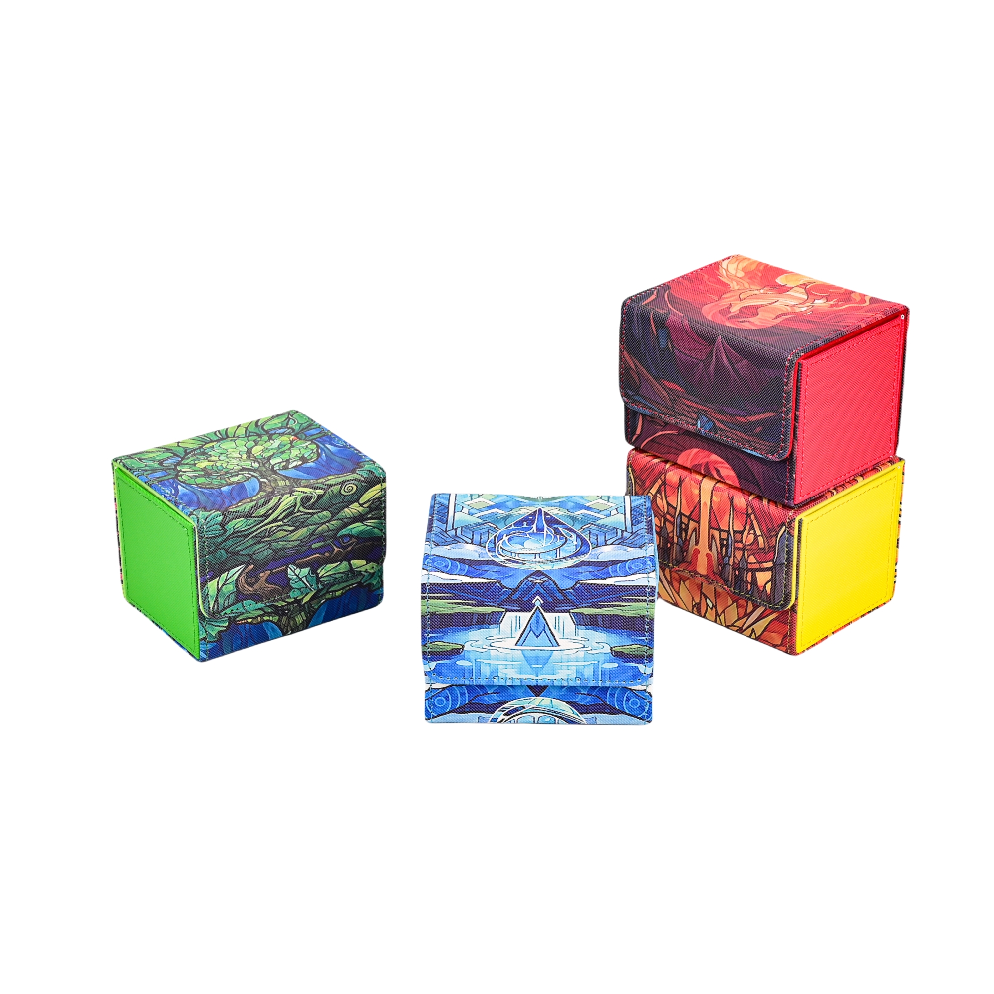 トレーディングカード収納ボックス,mtgカード用デッキボックス,120プラススリーブのコマンダーデッキ,puレザーカードボックス,tcgマジックカードに適しています