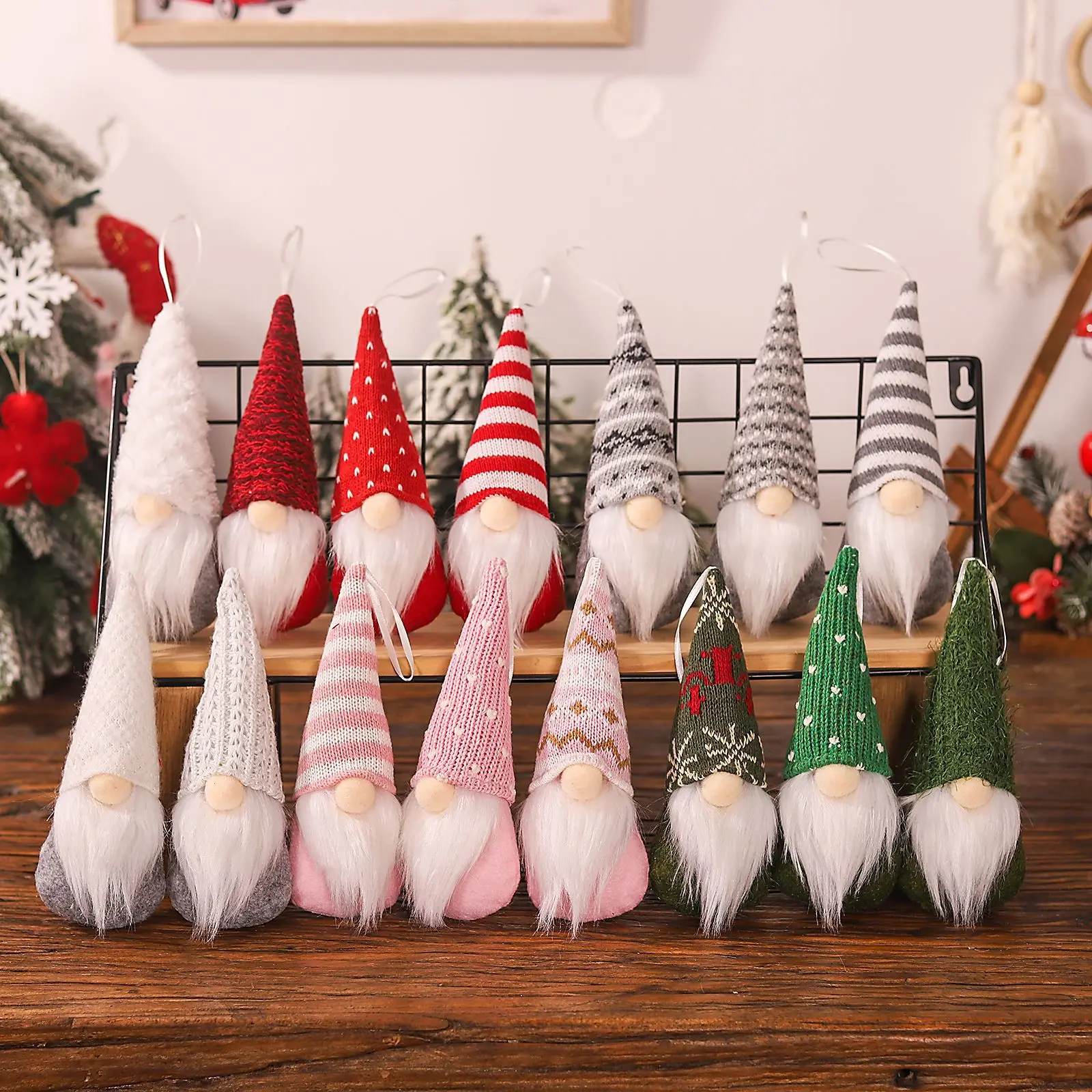 Muñeco sin rostro de 3 piezas, gorro tejido, muñeco de Gnomo, regalos de Navidad, adornos navideños para el hogar, muñeco nano Rudolph, Navidad de Año Nuevo