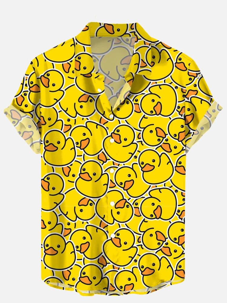Camicie Cosplay da uomo Unisex stampe 3D Splicing Cartoon Cute Duck Printing camicia a maniche corte camicie hawaiane di moda per uomo