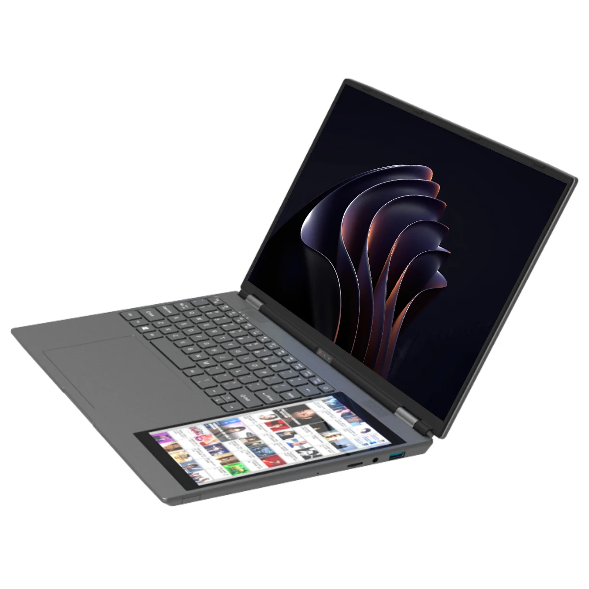 AKPAD 15.6"+7" Dual Screen Laptop Computer, Intel 12th N95 32GB/16GB DDR4 RAM, RGB Backlit Keyboard 7" Touch Screen Notebook PC