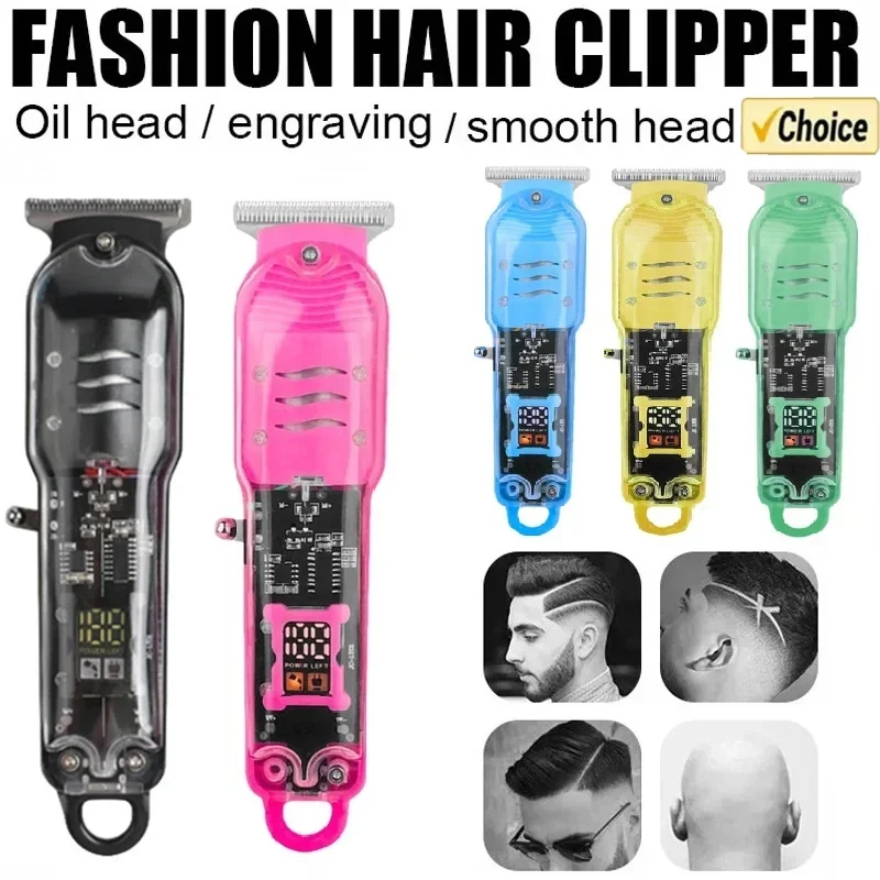 Cortadora de pelo transparente para hombre, afeitadora eléctrica con pantalla de potencia, envío directo, novedad de 2024