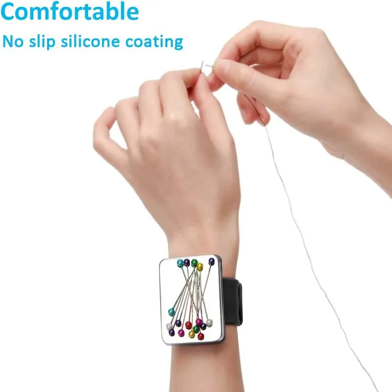 Magnetic WRIST Sewing Pincushion Magnetic Pin Cushion สําหรับเย็บ Magnetic Pin Holder สําหรับเย็บแม่เหล็กซิลิโคนข้อมือ