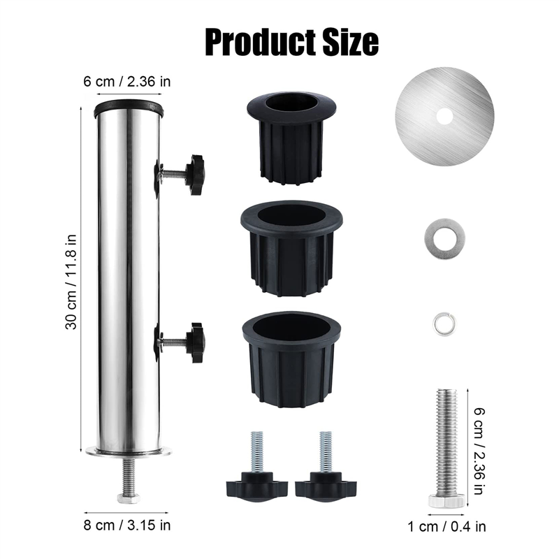 A04I Umbrella Pole Mount Stand Tube Set, Outdoor Parasol Base Holder Insert Pipe Sleeve, for Outside Garden Backyard Balcony