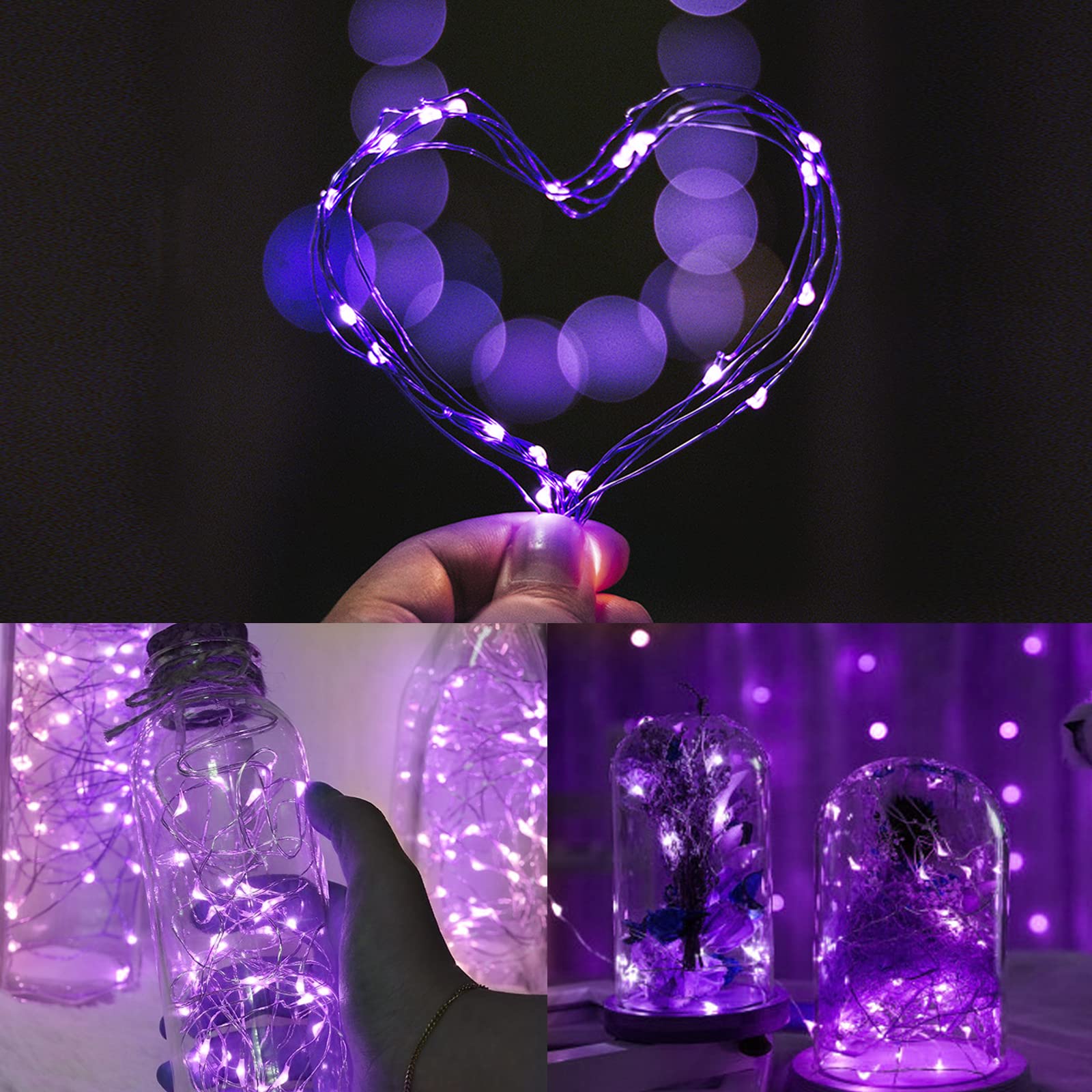 LED Fairy Copper Wire Light String USB Garland Purple Pink Light For Christmas Wedding Party Birthday Home Bedroom DIY Decor