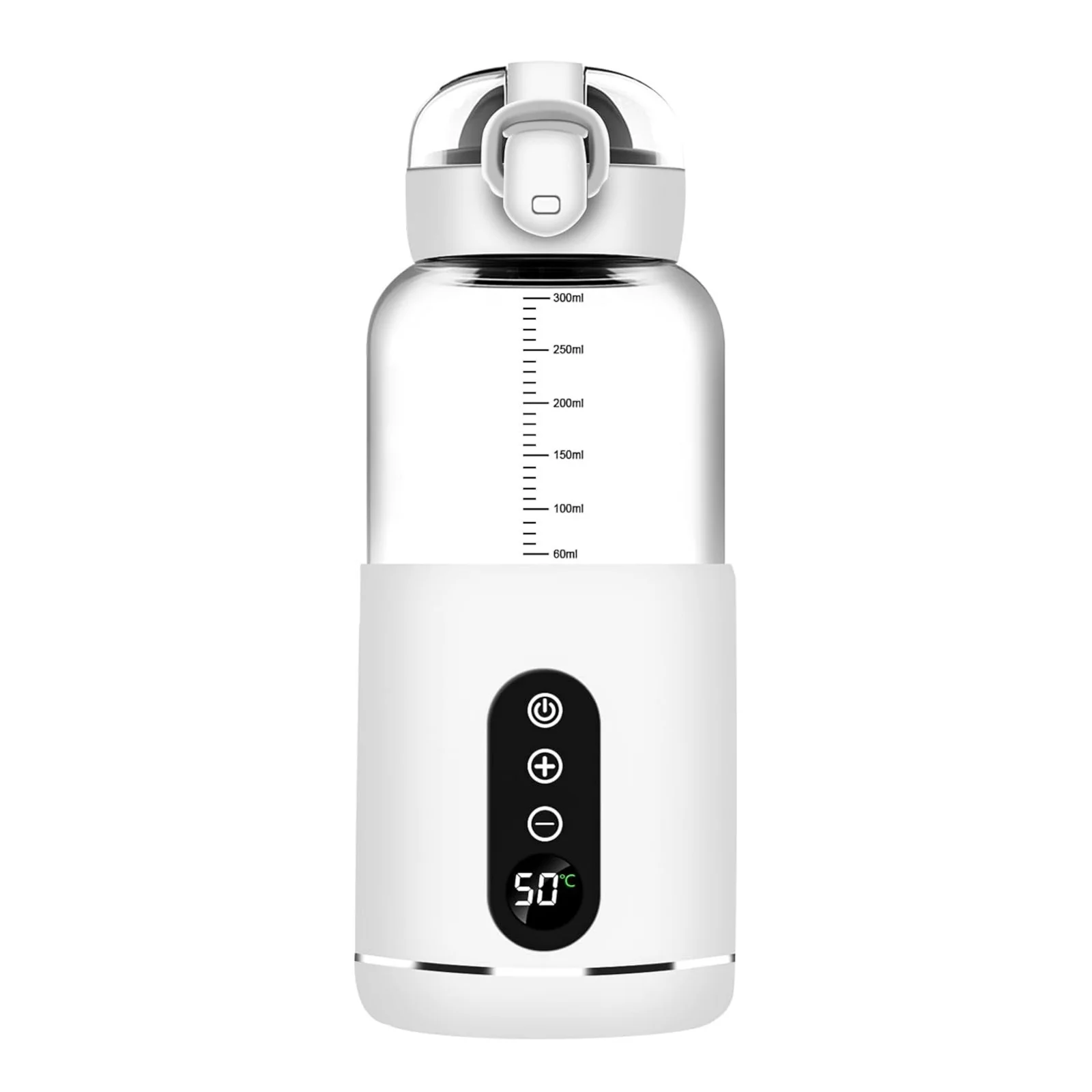 Inteligentna przenośna butelka do podgrzewania dla niemowląt z wyświetlaczem temperatury, szklana, siedząca, 450 ml, ładowanie USB