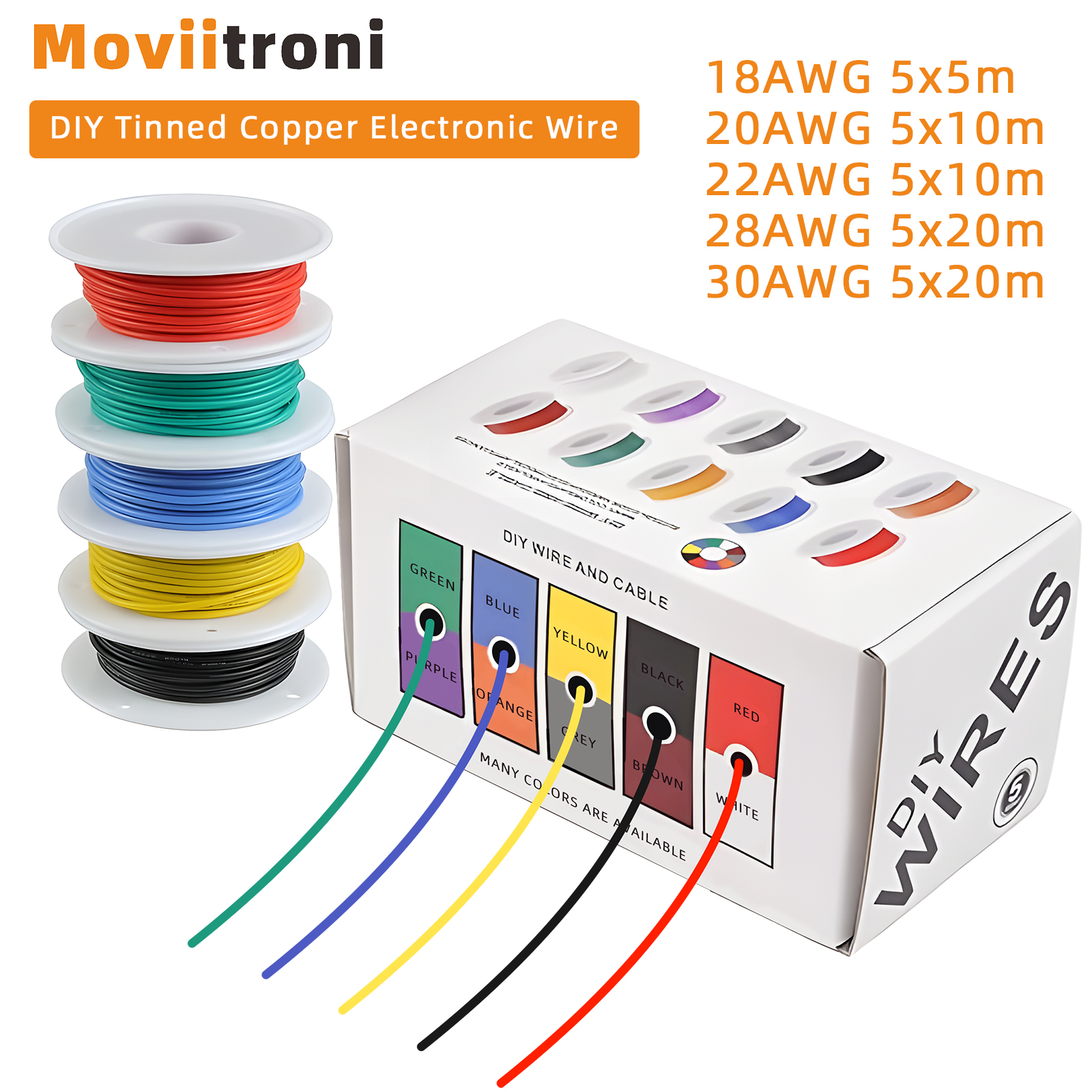 18/20/22/28/30 AWG flexibler Silikondraht (Mix-Draht-Kit), Anschluss eines elektrischen Überbrückungskabels, Silikonisolierung, elektronischer Draht