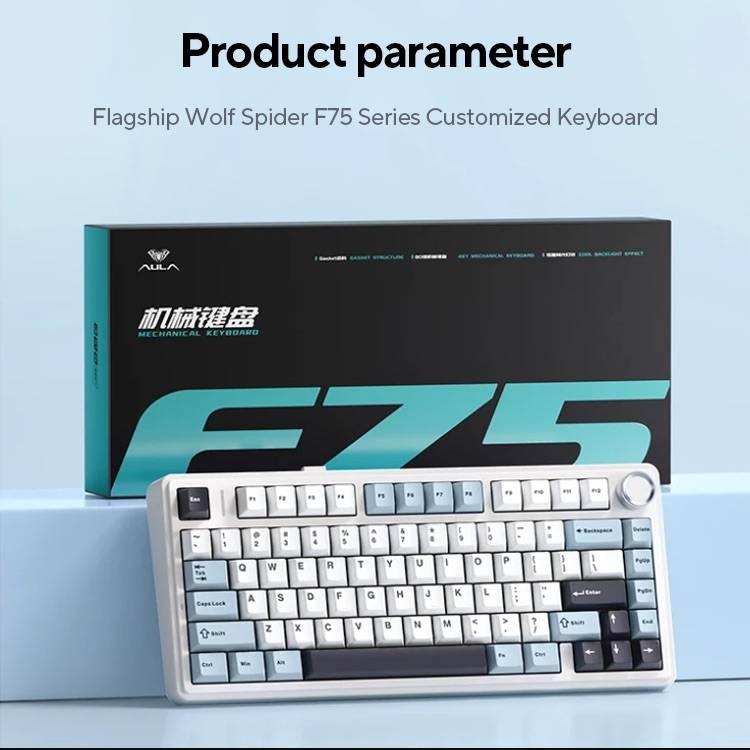 AULA F75 2.4G Wireless/Bluetooth/Wired Gaming Mechanical Keyboard RGB Customized 75% Layout OEM Profile Gasket Structure