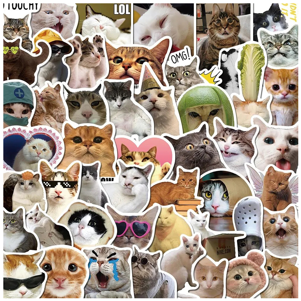 Kawaii Love Cat PVC Sticker, Estética Infantil Coreana Decoração, Papelaria Scrapbooking, Material Escolar para Crianças, 10 Pcs, 30 Pcs, 50Pcs