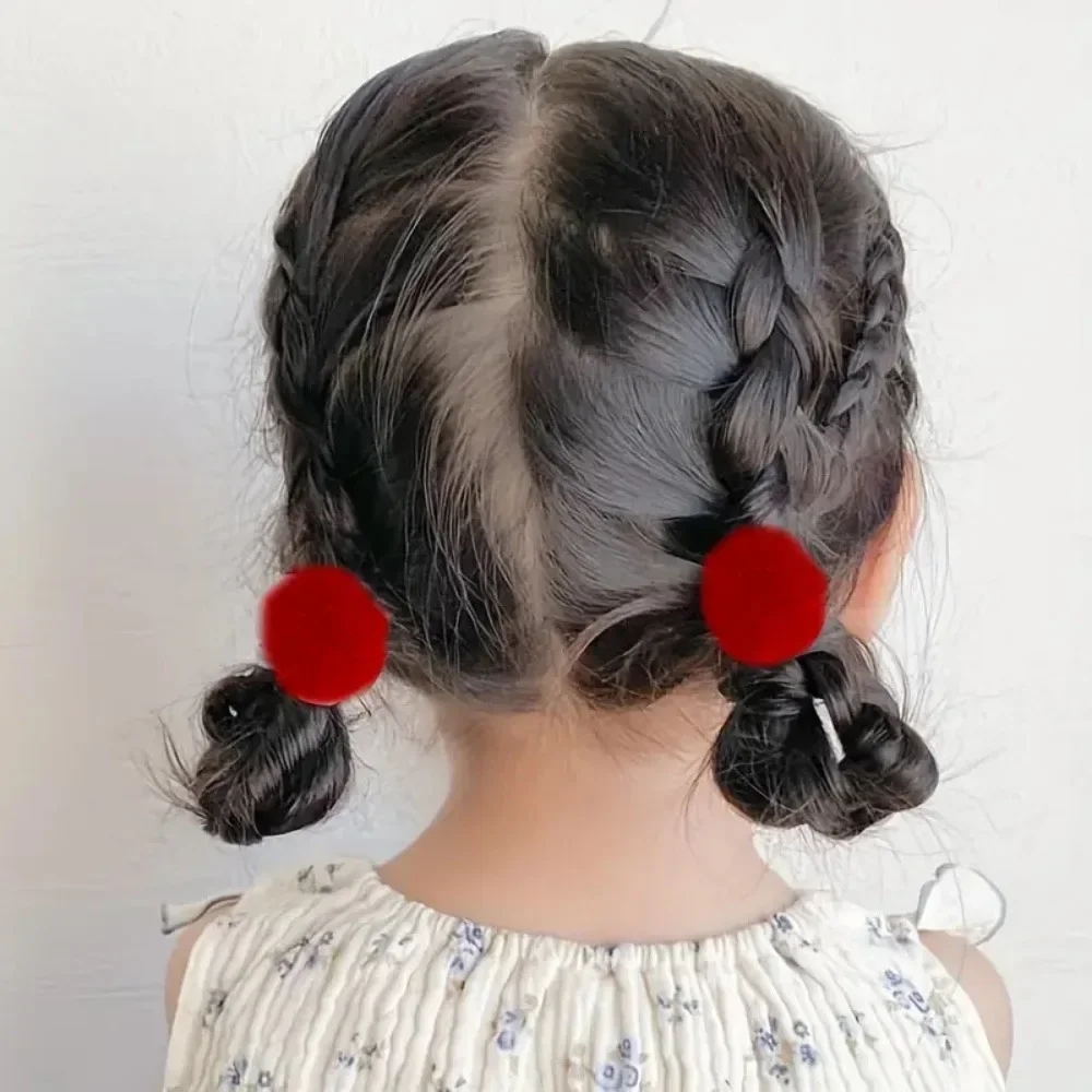 20 Stücke Mädchen Bunte Plüsch Ball Elastische Haarbänder Kinder Pferdeschwanz Krawatten Gummibänder Kopfbedeckung Haarschmuck Geschenk für Kinder