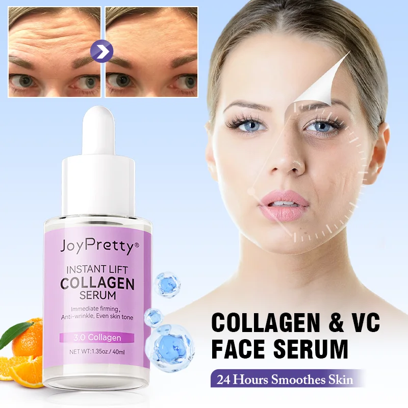 Colágeno rosto soro removedor rugas anti envelhecimento ácido hialurônico hidratante linhas finas suaves vitamina c essência facial cuidados com a pele