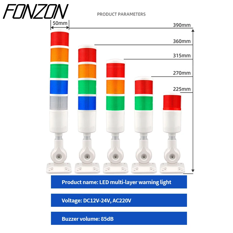 Led Signal Tower Stack Lights CNC Machine DC12-24V AC220V Steady Flashing Light Industrial Signal Warning Lights Buzzer
