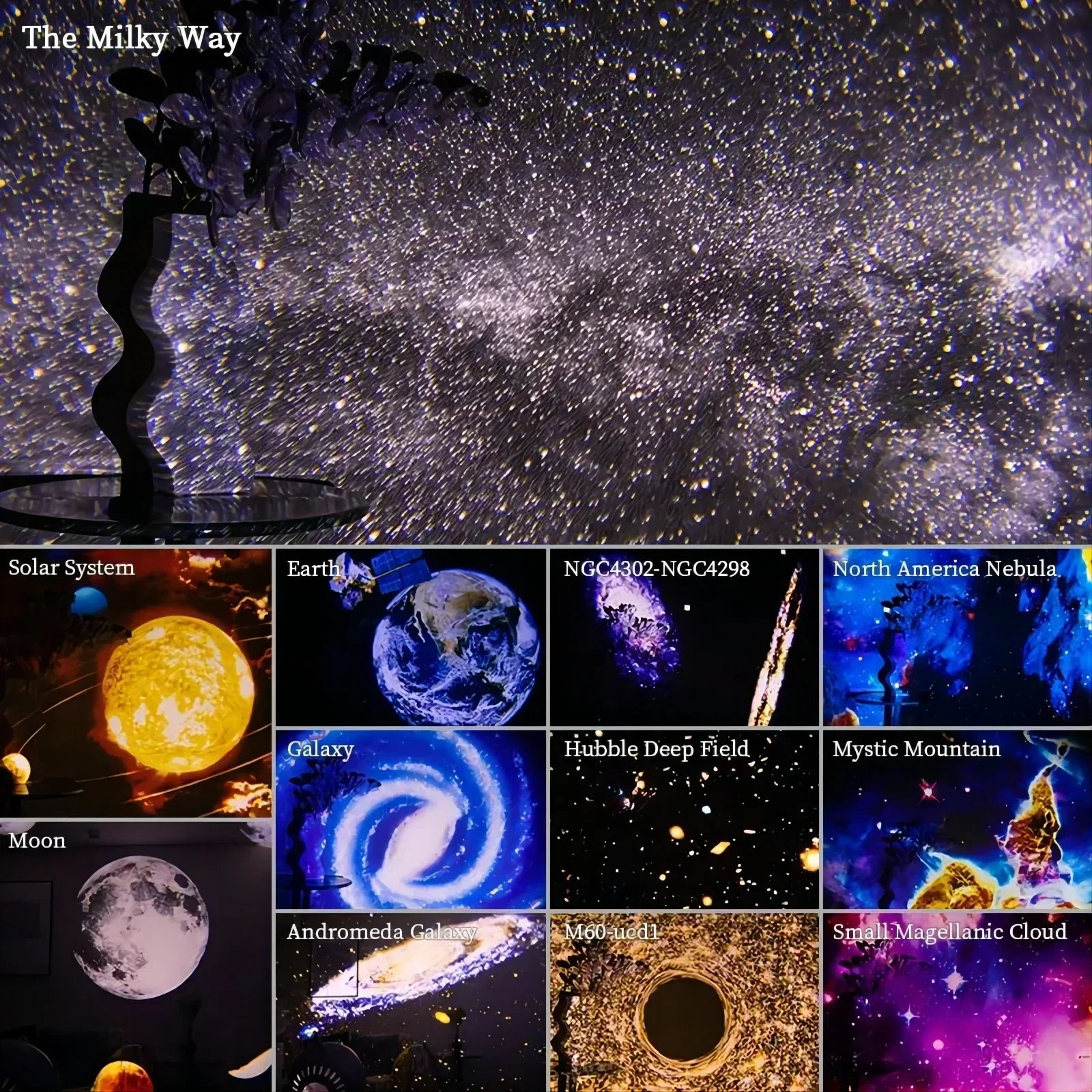 Proiettore Galaxy con luce notturna Proiettore cielo stellato 360 ° Ruota la lampada planetaria per la cameretta dei bambini, regalo di San Valentino, matrimonio, dicembre