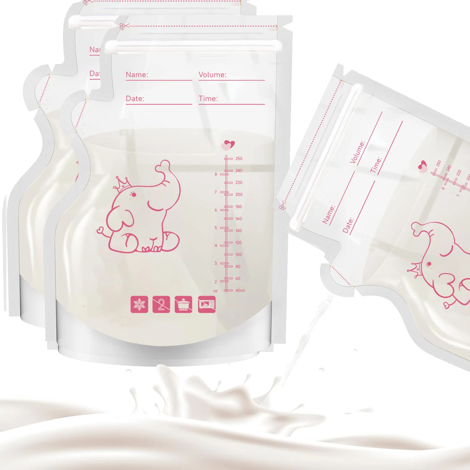 50 Stuks Moedermelk Opbergzakken Pre Gesteriliseerd Lekvrije Bpa Gratis Zakjes Wegwerp Moedermelk Opslag Pompen Bevriezing Elephan