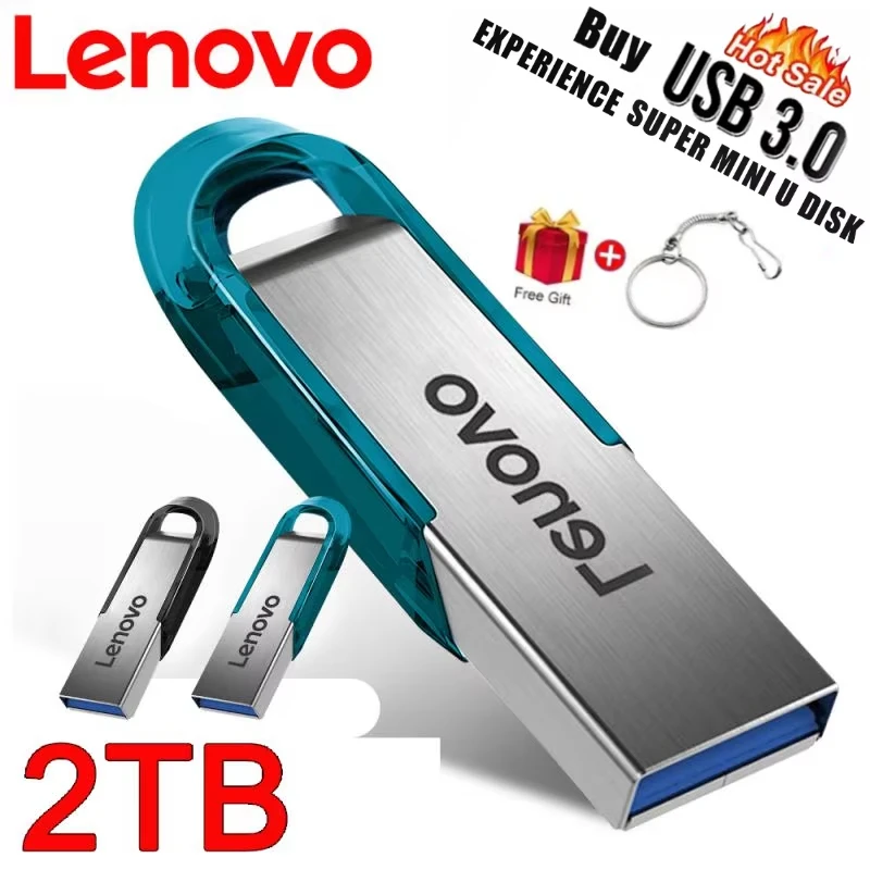 Unidad Flash Usb Lenovo de 2TB, 1TB, 3,0, resistente al agua, USB de alta velocidad, portátil, 128GB SSD, 512GB, memoria de disco U Pendrive de Metal para PC