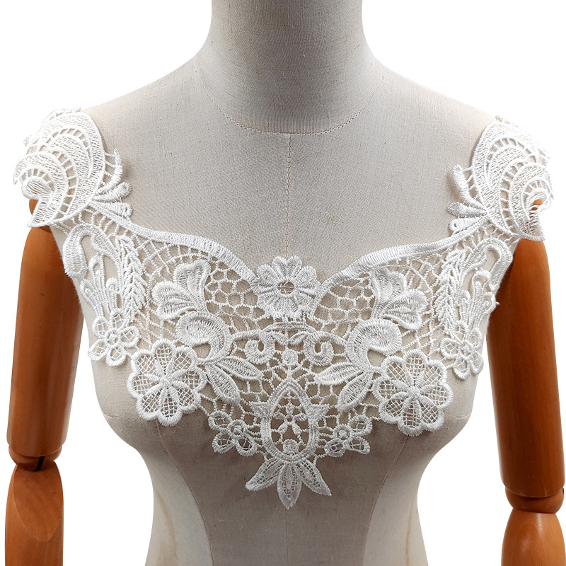 1 pçs solúvel em água rendas bordado poliéster luz seda colar falso tridimensional oco corsage colar flor roupas diy