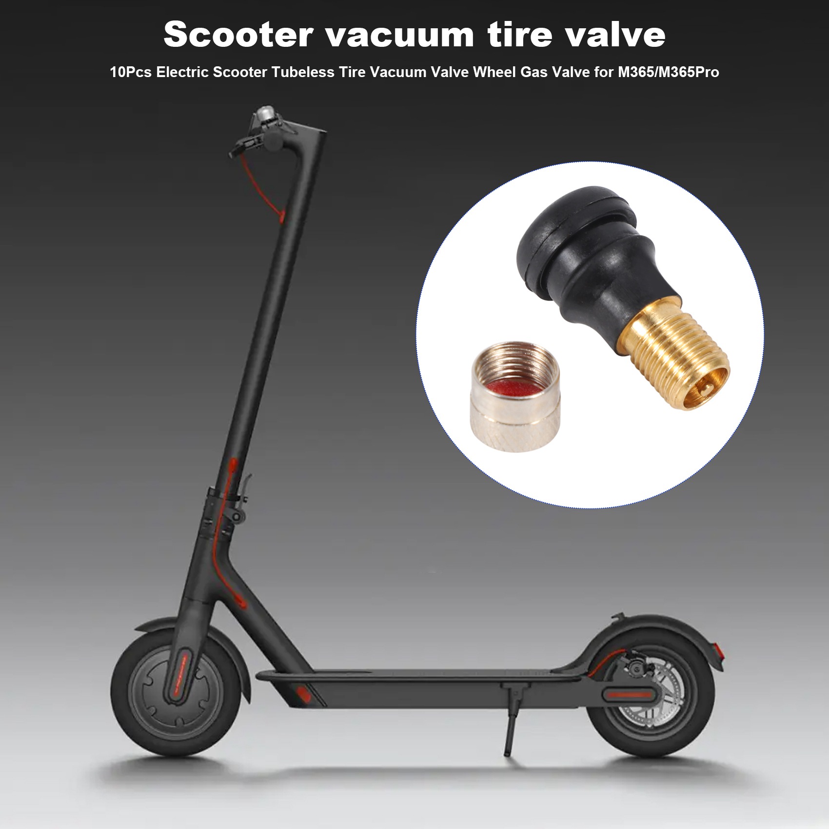 Mais novo 10 pçs scooter elétrico sem câmara de ar válvula vácuo roda válvula gás para xiaomi m365 scooter elétrico acessórios