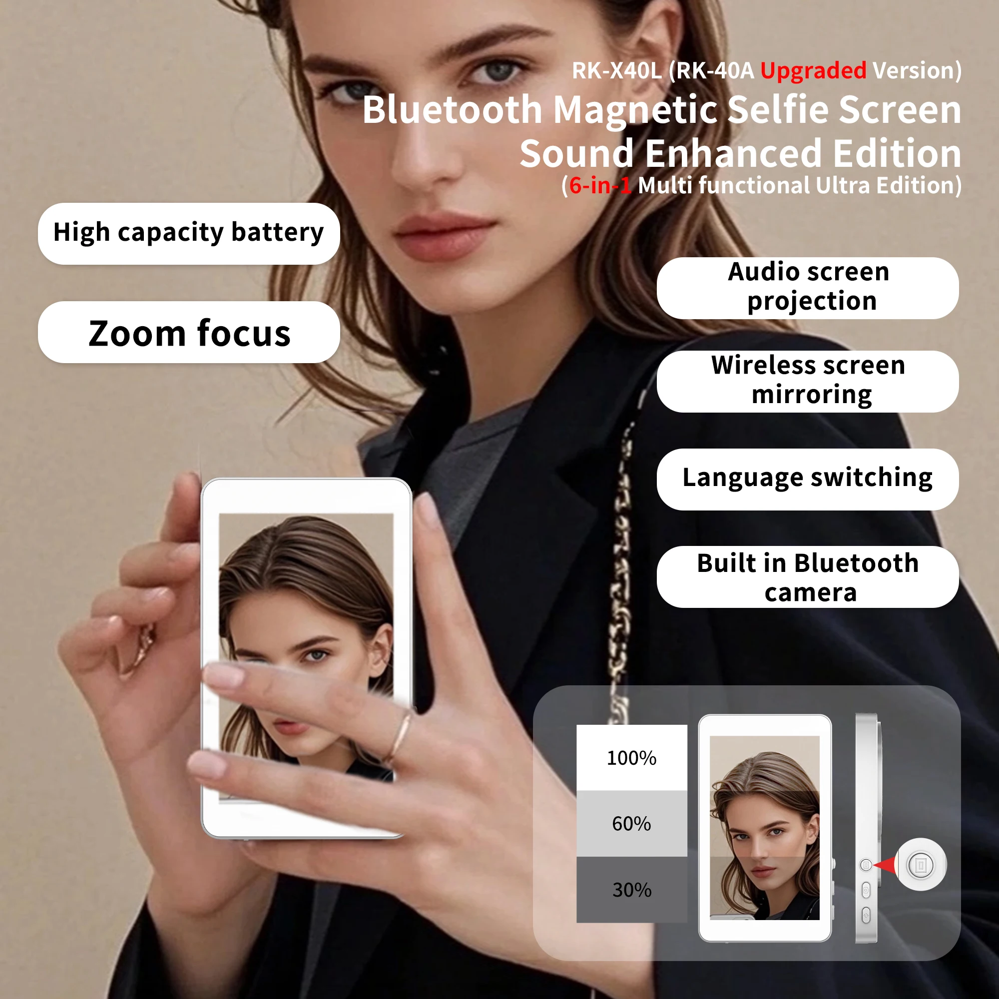 Mobile phone magnetic projection device, rear - high - definition self - shooting, wireless projection is extremely convenient