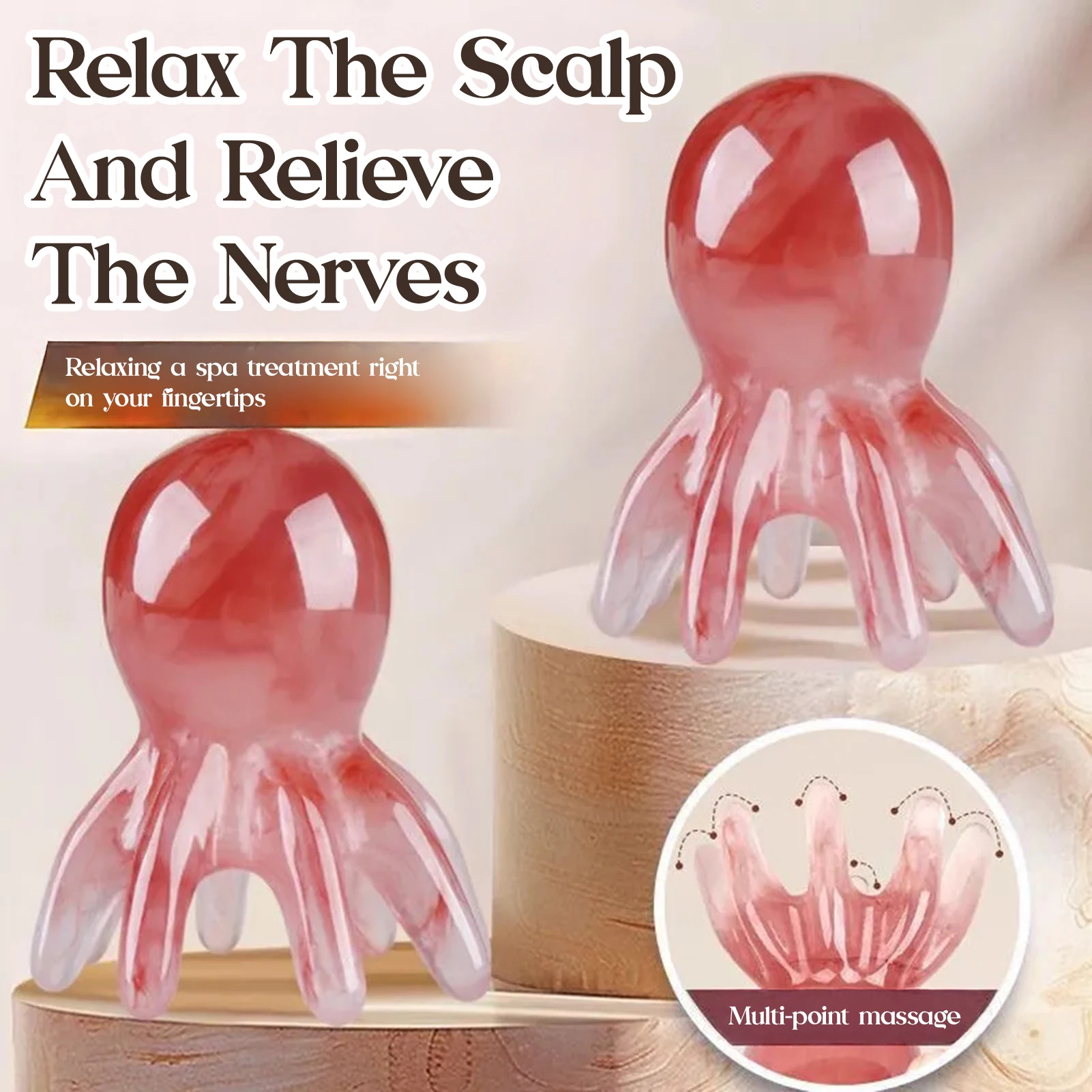 Octopus Kopf Massagegerät Kamm Kopf Meridian Manuelles Akupressurwerkzeug Tragbarer SPA Gua Sha Massagekamm