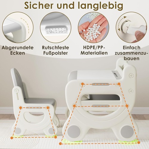 Ensemble de table et chaise pour enfants, table d'activités en plastique avec chaise, ensemble de table et chaise pour tout-petit, lecture, dessin, temps de collation