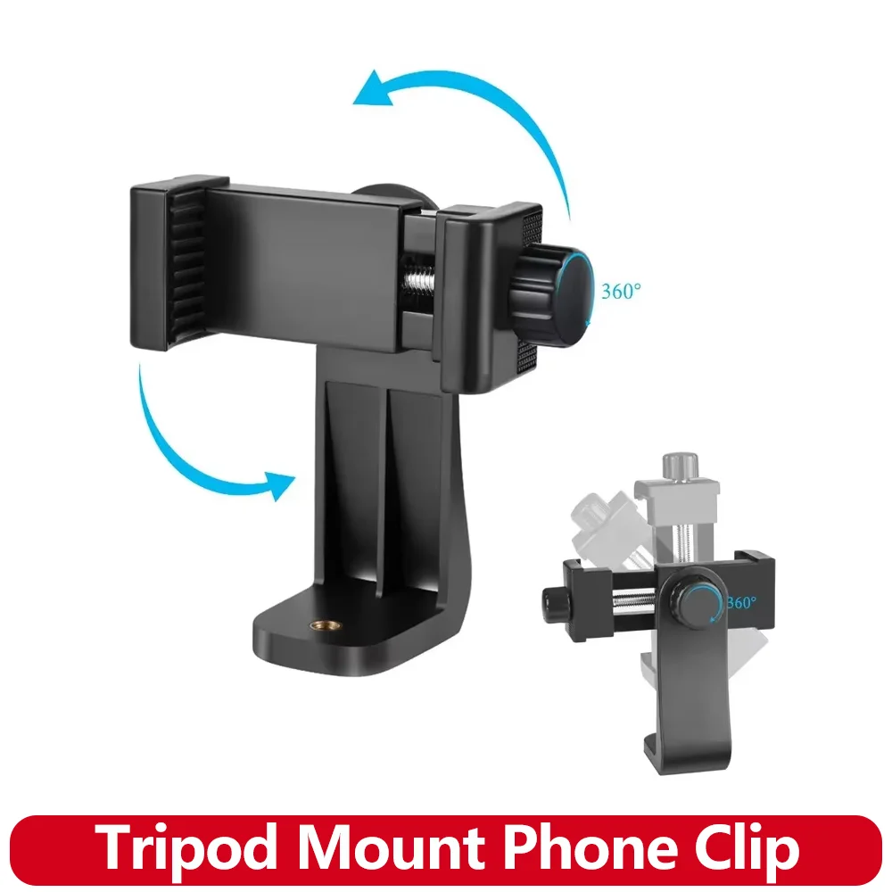 Stativhalterung, universeller 360-Grad-Handy-Clip für 1/4 Zoll Schraubenlöcher, Handy-Halter, Schreibtisch-Stativ-Adapter für iPhone/Samsung