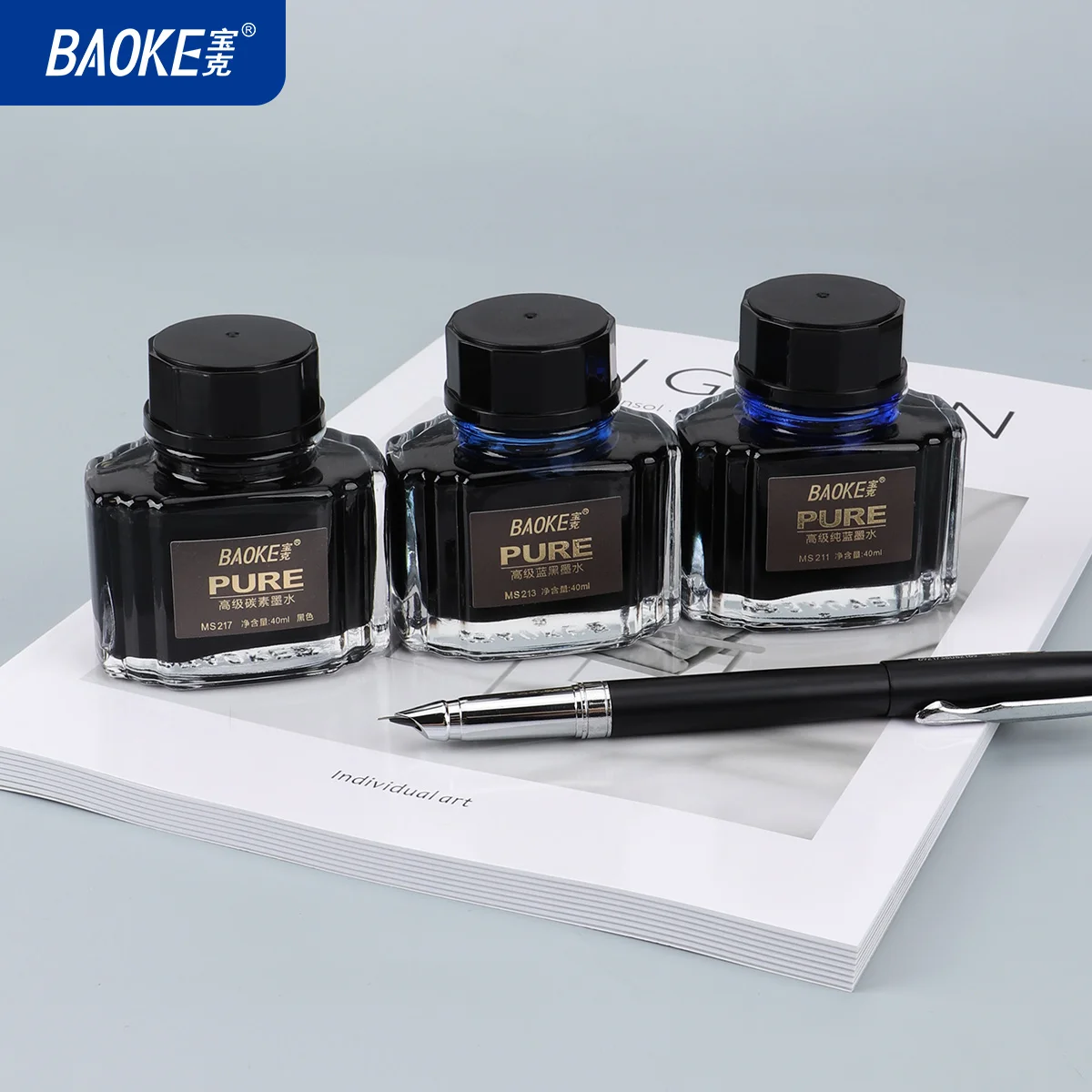 BAOKE 40ml Butelka z tuszem do pióra wiecznego Pigmentowy czysty tusz do pióra