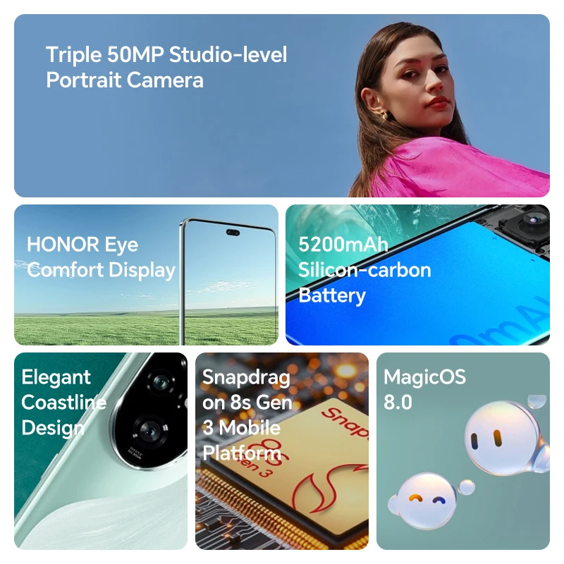 2024 Global Version HONOR 200 Pro Snapdragon 8s Gen 3 5G Smartphone 6.78'' 120Hz AMOLED Display Support HONOR 100W SuperCharge