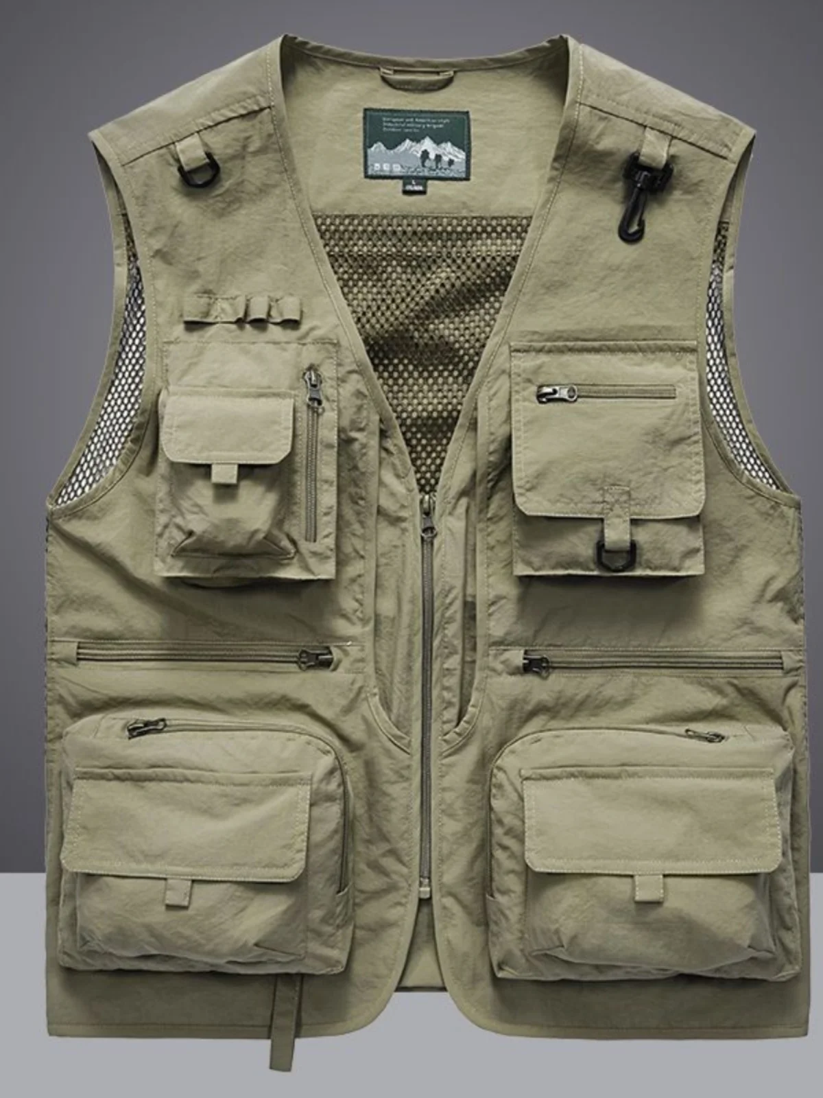 Colete Masculino de Tamanho ande com Múltiplos Bolsos para Pesca ao Ar Livre Casual Solto Secagem Rápida Outono Verão Confo...