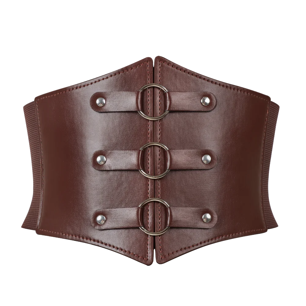 Cintura a corsetto gotico alla moda con tripla fibbia con borchie con rivetti neri Cintura elastica Waspie per donne punk perfette per cappotti