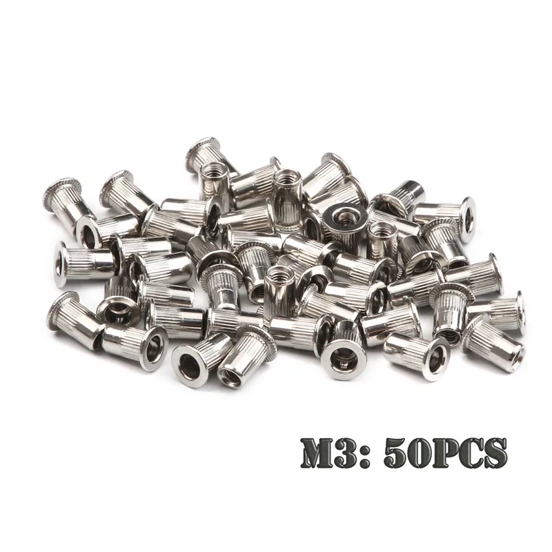 200/50 Chiếc Đồng Hồ Nam Thép Không Gỉ Đầu Phẳng Đinh Tán Hạt Bộ M3 M4 M5 M6 Ren Lắp Reveting nhiều Kích Thước Đinh Tán Các Loại Hạt