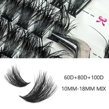미아오지에 개별 클러스터 속눈썹 두껍고 풍성한 연장 30D/100D 혼합 길이 DIY 클러스터 속눈썹