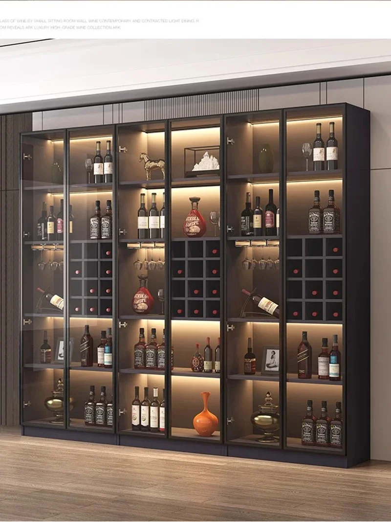 ตู้เครื่องดื่มแก้วไวน์ผนังเคลื่อนย้ายได้ Commercial Bar Cellar Farmhouse เหล้าเครื่องดื่ม CRAFT Organization Storage Rack คอลัมน์