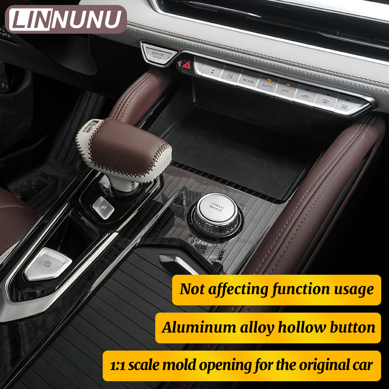 LINNUNU Botão de partida de navegação para controle central de carro Conjunto de adesivos de metal Kit de acessórios automotivos adequados para Geely Monjaro Xingyue L