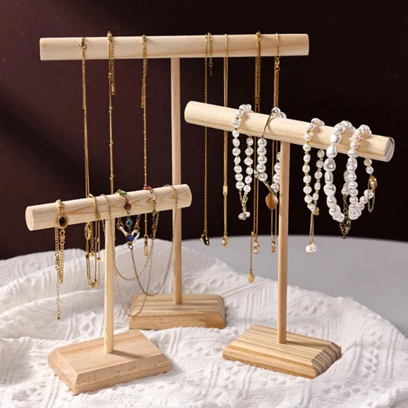 Massivholz Schmuck Requisiten Display Stand Armband Halskette Haarband Schmuck Lagerung Display Rack Mit Holz Basis Versorgung
