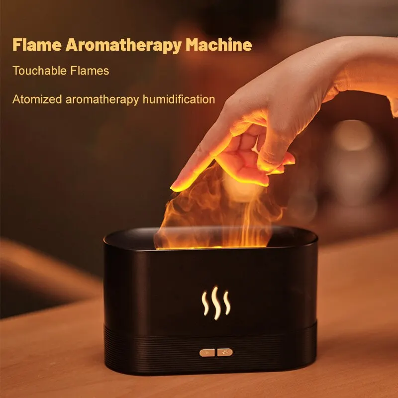 Humidificador De Perfume Umidificador De Ar Ultrasônico Com Máquina De Fragrância De Chama Colorida Simulação De Iluminação