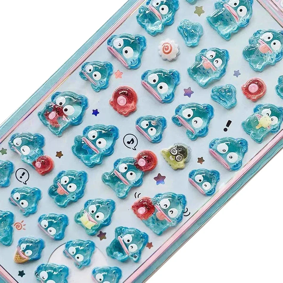 7 estilos Anime Sanrio Kuromi Hellokitty Hangyodon Cinnamoroll 3D pegatina de gelatina transparente pegatinas decorativas de cristal juguete Diy