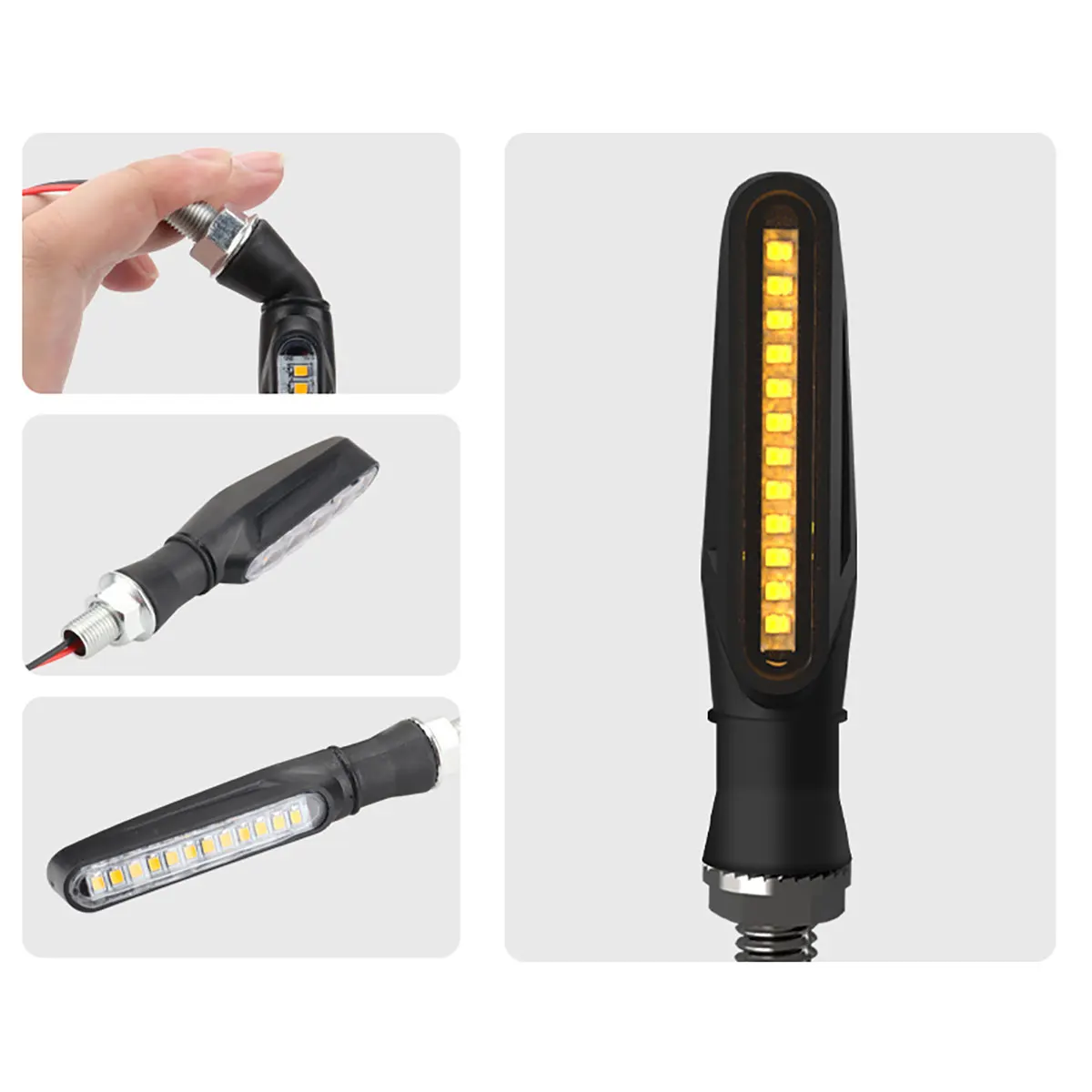 2/4pcs Motorcycle LED Turn signal flowing light 12v Waterproof Amber Flasher Indicator Blinker Rear Lights Lamp Accessories