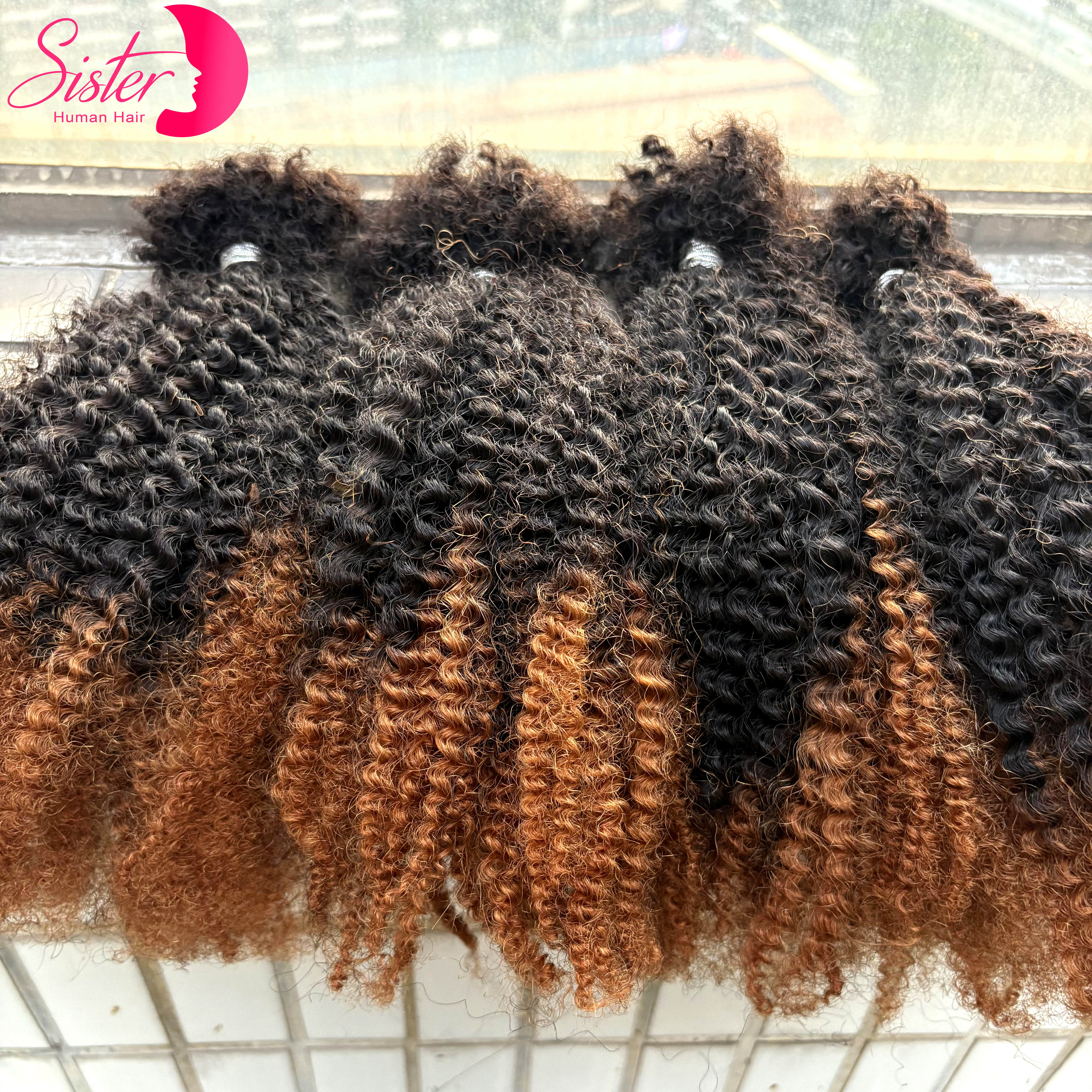 16 Polegada 30g/pacote ombre afro kinky encaracolado extensão de cabelo humano em massa sem trama para micro locs permanentes/torções/trança/reparo locs
