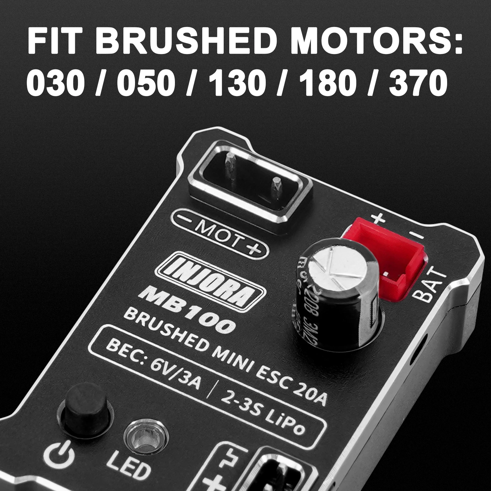 INJORA MB100-R80 Brushed Mini ESC 20A for 1/24 1/18 RC Crawler SCX24 AX24 TRX4M FCX24 FCX18