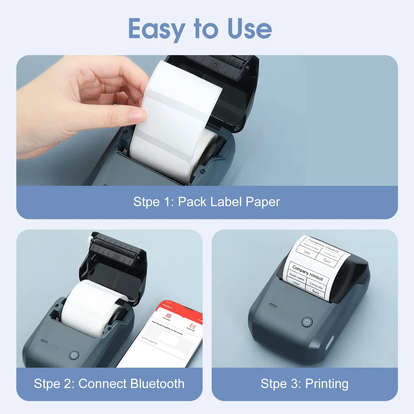 Niimbot b1 impressora térmica portátil bluetooth mini impressora de etiquetas adesivo fabricante de papel impressora de etiquetas 2 Polegada máquina de rotulagem