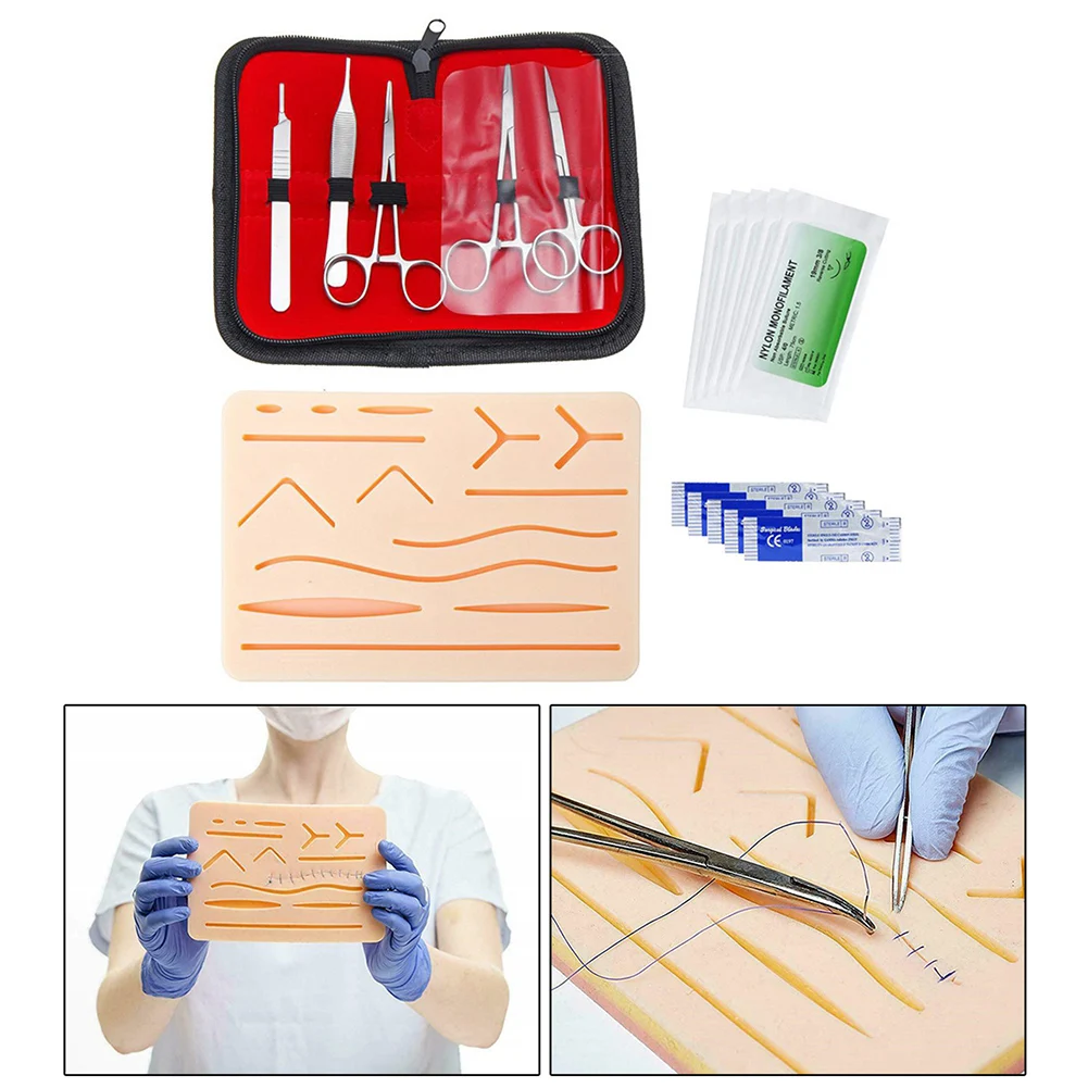 17 Pz/set Kit di Sutura Della Pelle Studenti Medici Kit di Formazione Pratica di Sutura Chirurgica Pelle Chirurgica Operare Attrezzature Per L'insegnamento della Sutura