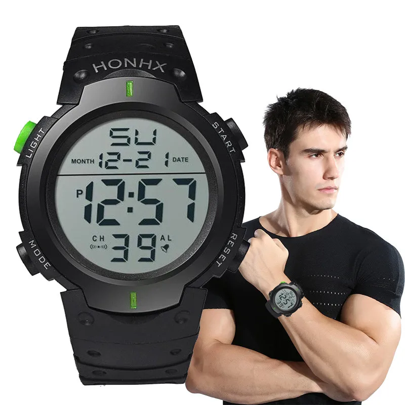 Męskie sportowe zegarki LED Top marka mężczyźni zegar cyfrowy wielofunkcyjny gumowy mężczyzna Fitnes sportowiec pomiar czasu elektroniczny zegarek Reloj